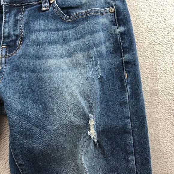 Guess Womens Jeans Size 29 Ankle Mid Rise Skinny Sarah Fit Blue Denim Distressed - Picture 11 of 16